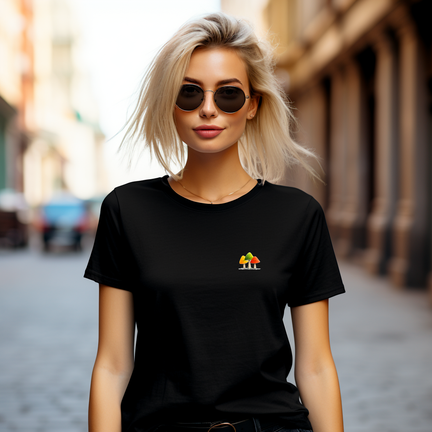 Moteriški marškinėliai Trys grybukai modelis9