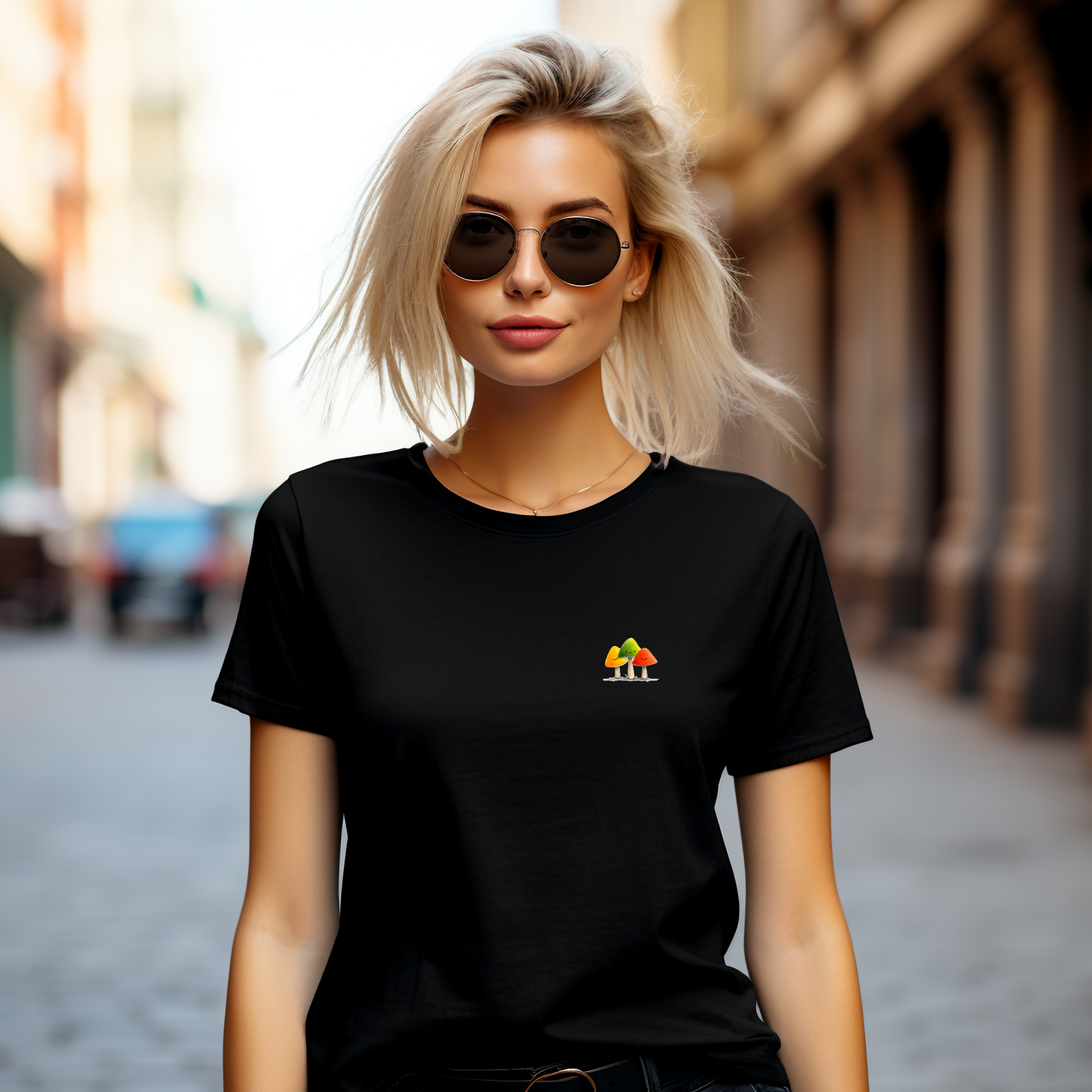 Moteriški marškinėliai Trys grybukai modelis9