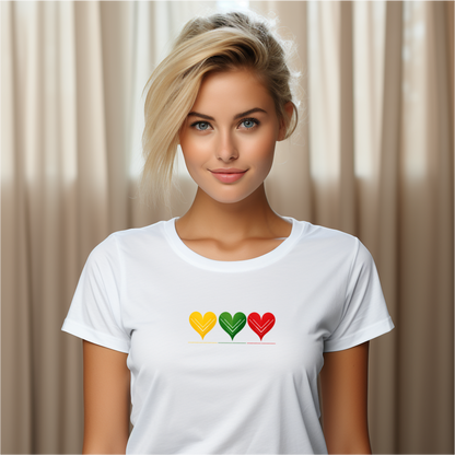 Balti marškinėliai su trijų spalvų širdžių ornamentais iš IŠPARDAVIMAS / SALE - 65% kolekcijos