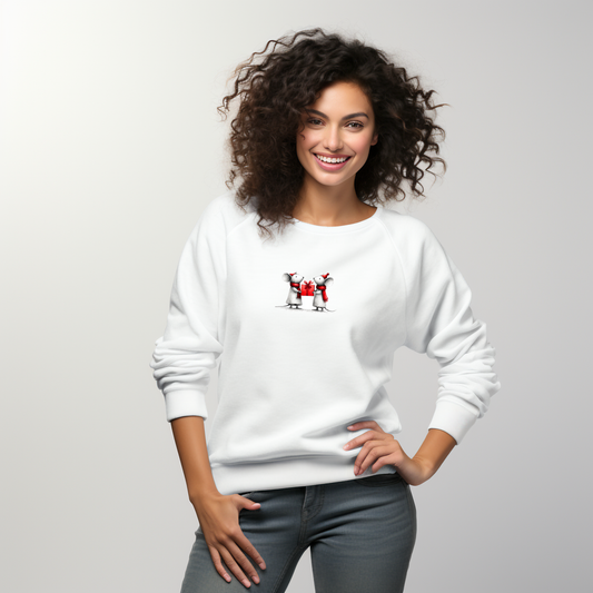 Baltas džemperis su žaismingu dviejų peliukų Kalėdų motyvu iš Naujausia džemperių kolekcija