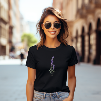 Moteriški marškinėliai “Levanda” (Balta/Juoda)