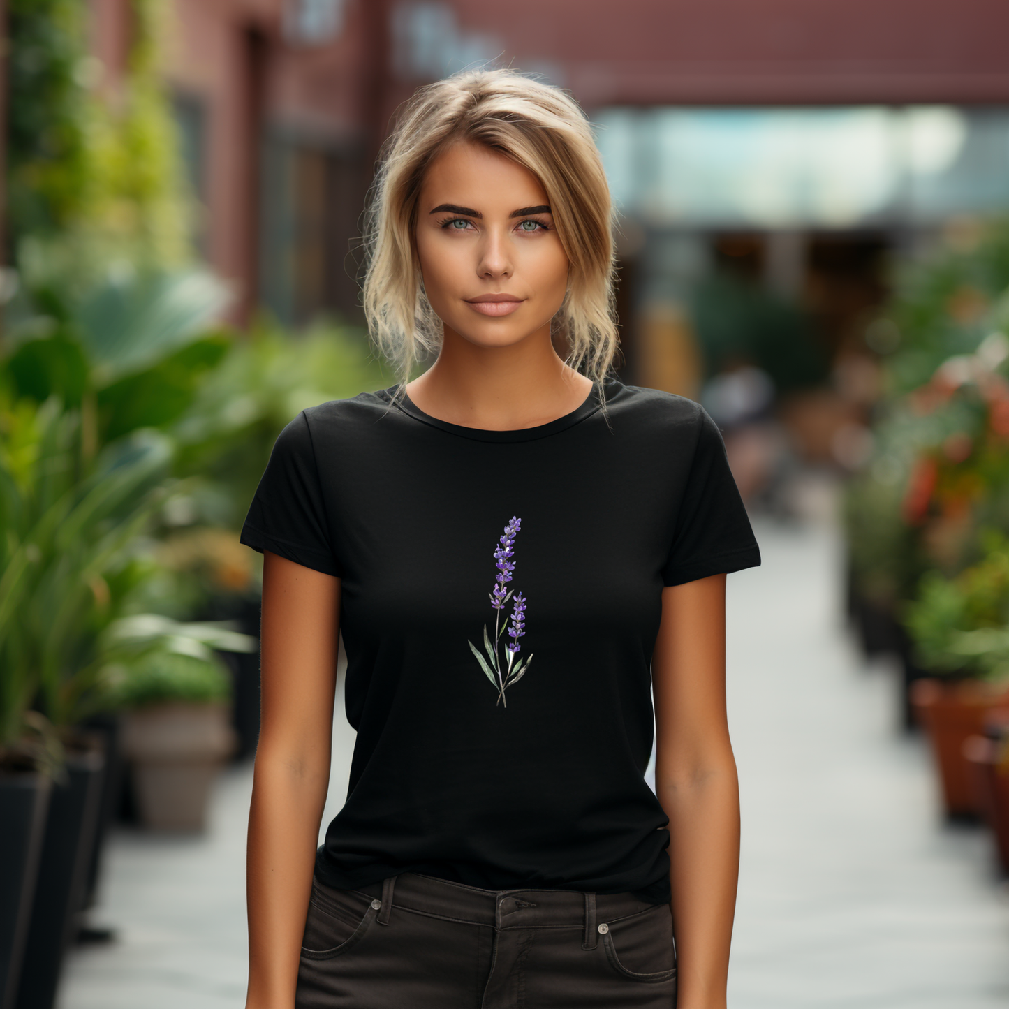 Moteriški marškinėliai “Levanda” (Balta/Juoda)