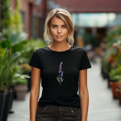 Moteriški marškinėliai “Levanda” (Balta/Juoda)