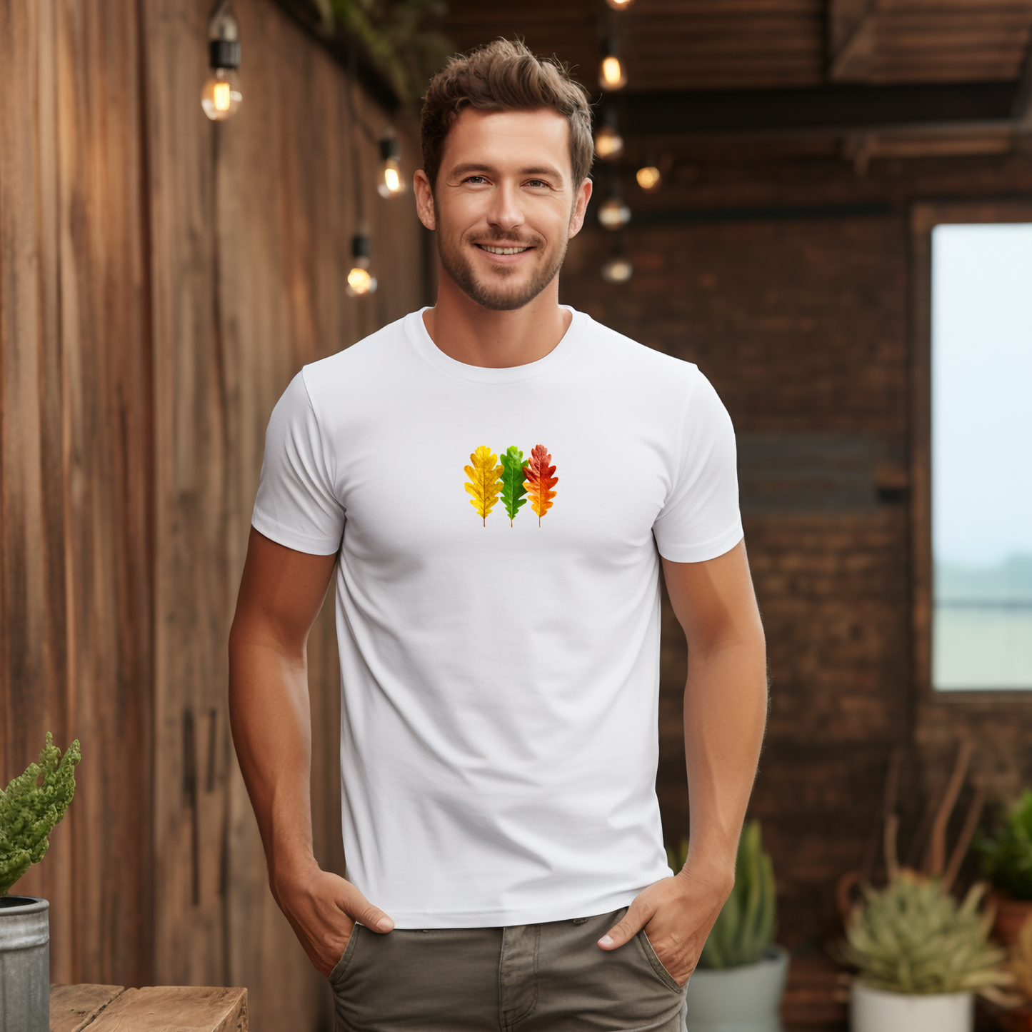 Men’s T-shirt “Lietuvos lapai” (White/Black)