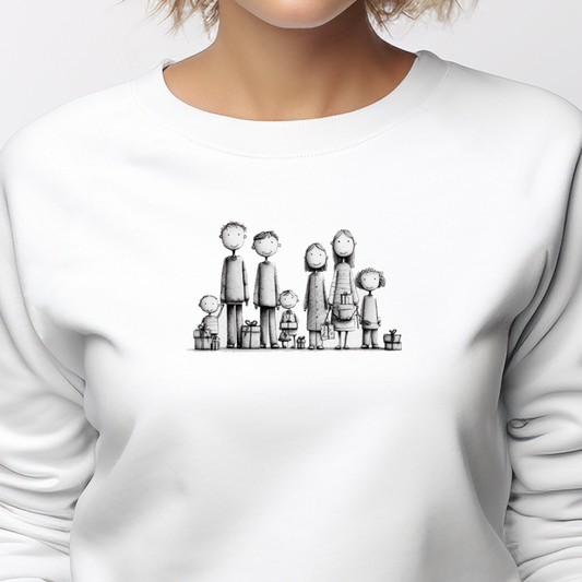 Balta moteriška palaidinė su šeimos piešiniu iš Naujausi dizainai 2026 kolekcijos Visi produktai