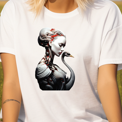 Moteriški marškinėliai “Lady Swan” iš Designedbyme.lt su išraiškingu moters ir gulbės atvaizdu. Šie stilingi marškinėliai simbolizuoja laisvę ir nepriklausomybę, puiki dovana draugei. Marskineliai, Moteriški marškinėliai,Visi produktai, BESTSELLER'iai 